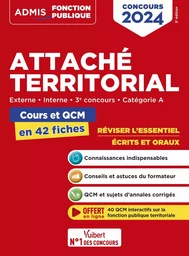 Attaché territorial - Catégorie A - Cours et QCM en 42 fiches