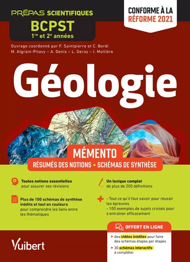 Mémento Géologie BCPST 1re et 2e années - Françoise Saintpierre, Cédric Bordi, Marianne Algrain, Ryem Boudjemai, Olivier Guipponi - VUIBERT