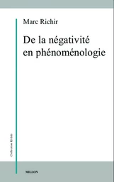 DE LA NEGATIVITE EN PHENOMENOLOGIE