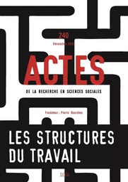 Actes de la recherche en sciences sociales, n° 240. Les Structures du travail