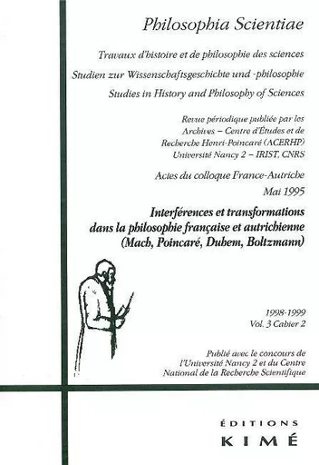 Philosophia Scientiae 98-99 T. 3 / 2 -  REVUE - Kimé