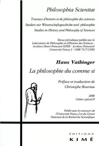 Philosophia Scientiae Cahier Special 8 2008 -  Collectif - Kimé