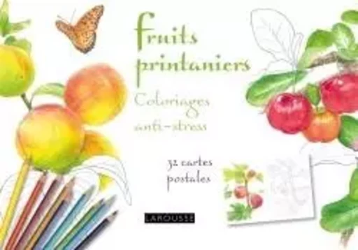 Fruits printaniers coloriages anti-stress 32 cartes postales -  ANONYME - LAROUSSE