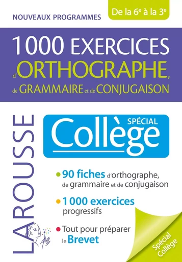 1000 exercices d'orthographe, spécial collège - Daniel Berlion - LAROUSSE