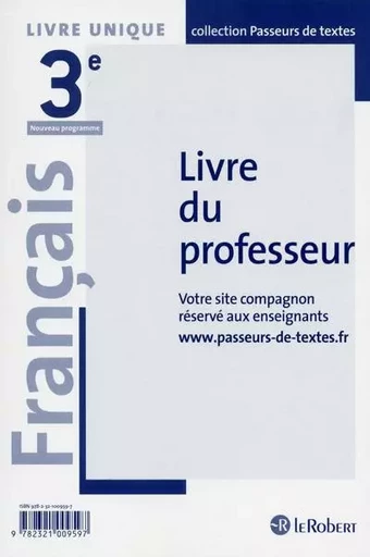 Français 3ème Professeur - Passeurs de textes (Cycle 4) - 2016 -  ANONYME - Nathan