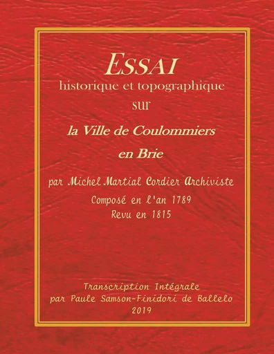 Essai historique et topographique sur la ville de Coulommiers en Brie - Paule Finidori - BOOKS ON DEMAND