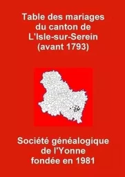 Les mariages du canton de L'Isle-sur-Serein (avant 1793)