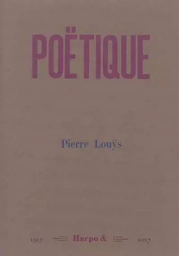 POETIQUE -  PIERRE LOUYS - HARPO