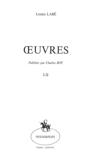 Œuvres - Louise Labé - SLATKIN REPRINT