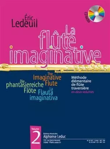 LEDEUIL: LA FLUTE IMAGINATIVE (LIVRE AVEC CD) METHODE ELEMENTAIRE EN 2 VOLUMES, VOL. 2 : LE LIVRE -  DIVERS AUTEURS - ALPHONSE LEDUC