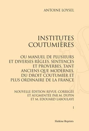 INSTITUTES COUTUMIERES (1913) 2 VOL