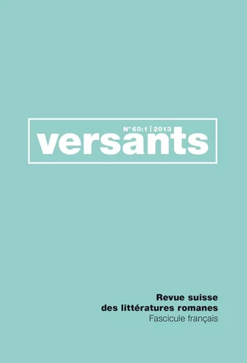 REVUE VERSANTS N 60/1. FASCICULE FRANCAIS. -  - SLATKINE