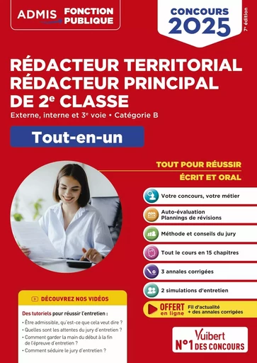 Concours Rédacteur territorial et Rédacteur principal de 2e classe - Catégorie B - Tout-en-un - Olivier Bellégo - VUIBERT