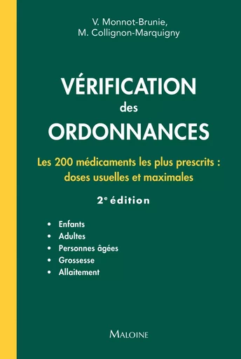 Vérification des ordonnances 2e éd. - Vanida Monnot-Brunie, M. Collignon - MALOINE