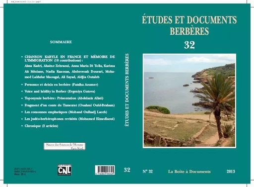 Etudes et documents berbères 32 -  - La Boîte à Documents