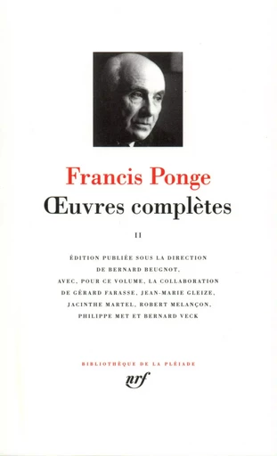 Œuvres complètes - Francis Ponge - GALLIMARD