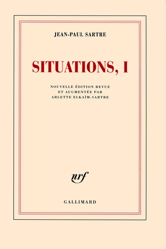 Situations - Jean-Paul Sartre - GALLIMARD