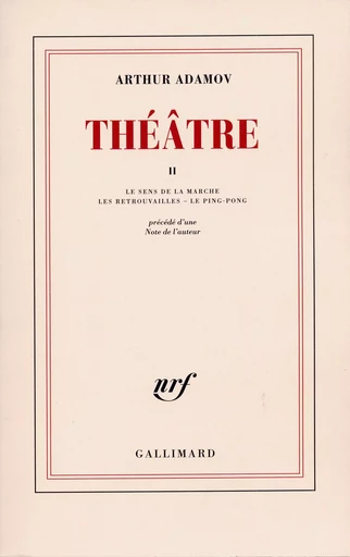 Théâtre - Arthur Adamov - GALLIMARD