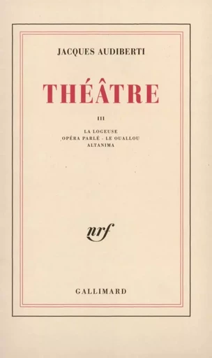 Théâtre - Jacques Audiberti - GALLIMARD