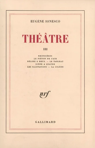 Théâtre - Eugène Ionesco - GALLIMARD