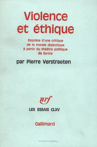 Violence et éthique - Pierre Verstraeten - GALLIMARD