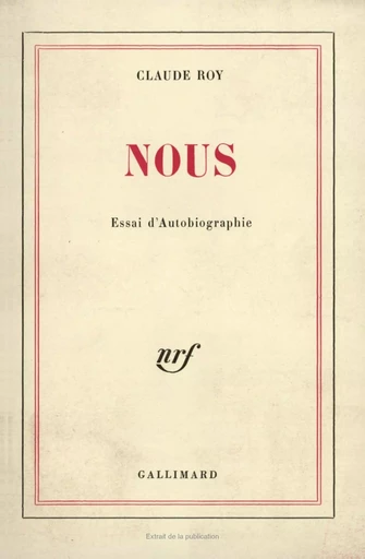 Nous - Claude Roy - GALLIMARD