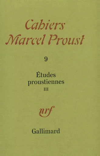 Études proustiennes -  Collectifs - GALLIMARD