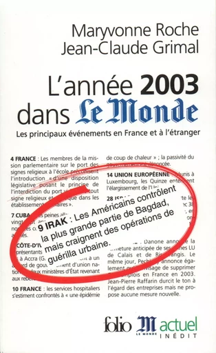 L'Année 2003 dans "Le Monde" - Jean-Claude Grimal, Maryvonne Roche - FOLIO