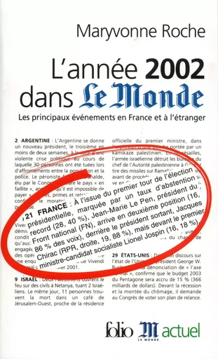 L'Année 2002 dans "Le Monde" - Maryvonne Roche - FOLIO