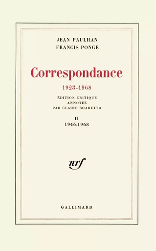 Correspondance - Jean Paulhan, Francis Ponge - GALLIMARD