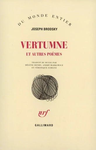 Vertumne et autres poèmes - Joseph Brodsky - GALLIMARD