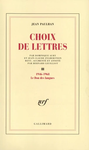 Choix de lettres - Jean Paulhan - GALLIMARD