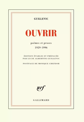 Ouvrir -  Guillevic - GALLIMARD