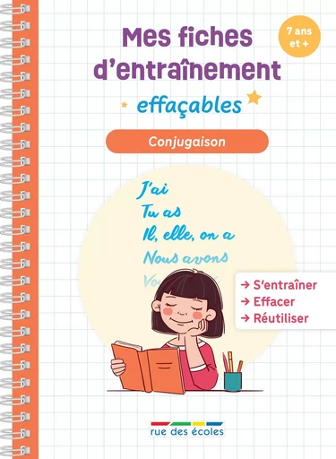 Mes fiches d'entraînement effaçables - Conjugaison - 7 ans et + - Marlen Géhin - RUE DES ECOLES