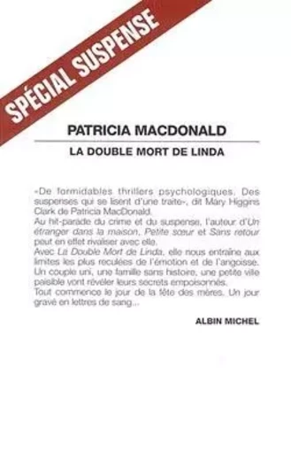 La Double Mort de Linda - Patricia Mac Donald - ALBIN MICHEL