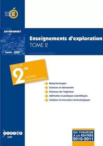 Enseignements d'exploration - classe de seconde générale et technologique -  France - CANOPE CNDP