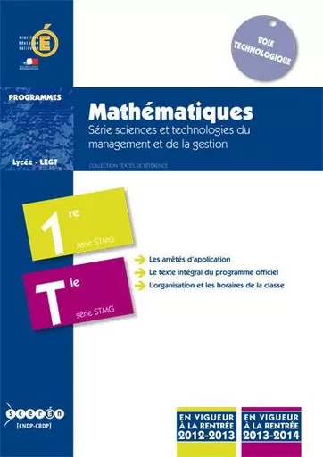 Mathématiques - série sciences et technologies du management et de la gestion -  France - CANOPE CNDP