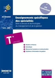 Enseignements spécifiques des spécialités - série sciences et technologies du management et de la gestion