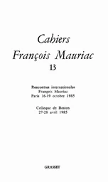 CAHIERS FRANCOIS MAURIAC T13