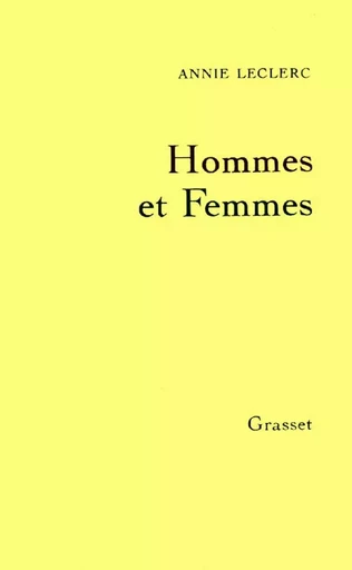 Hommes et femmes - Annie Leclerc - GRASSET