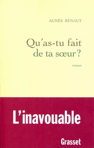 Qu'as-tu fait de ta soeur ? - Agnès Renaut - GRASSET