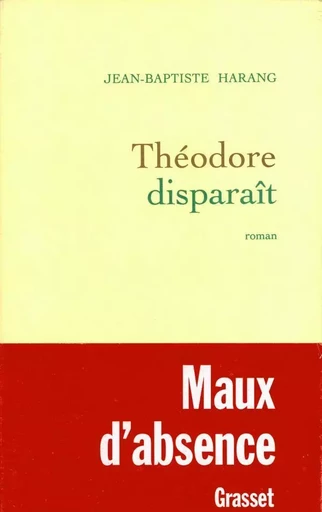 Théodore disparaît - Jean-Baptiste Harang - GRASSET