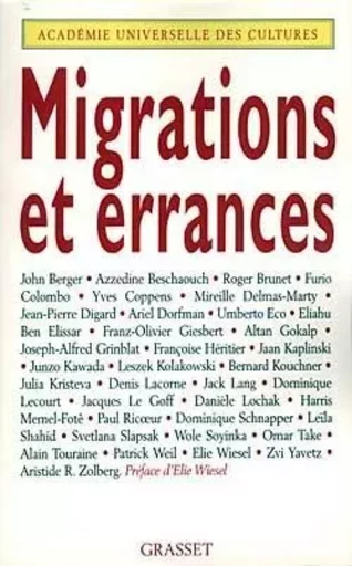 Migrations et errances -  Académie Universelle des Cultures - GRASSET