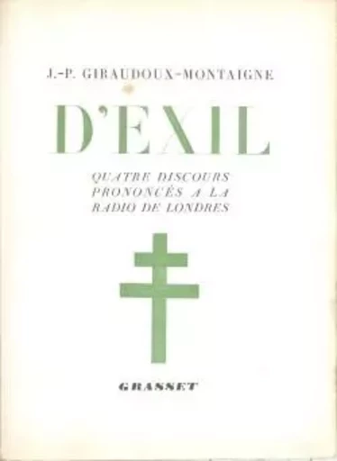 D'exil - Jean-Pierre Giraudoux - GRASSET