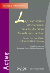 La justice pénale internationale dans les décisions des tribunaux ad hoc - Études des Law Clinics en droit pénal international