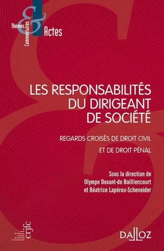 Les responsabilités du dirigeant de société - Regards croisés de droit civil et de droit pénal - Béatrice Lapérou-Scheneider - Groupe Lefebvre Dalloz