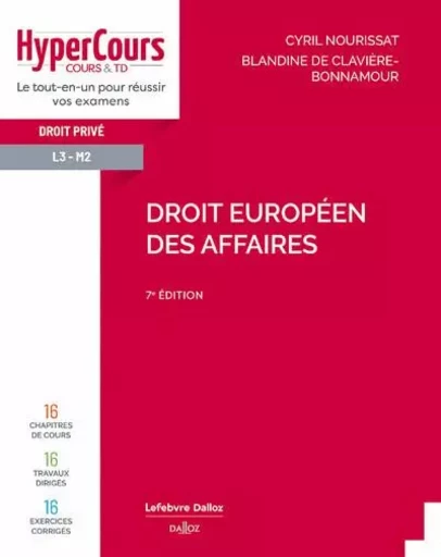 Droit européen des affaires 7ed - Cyril Nourissat, Blandine de Clavière-Bonnamour - Groupe Lefebvre Dalloz