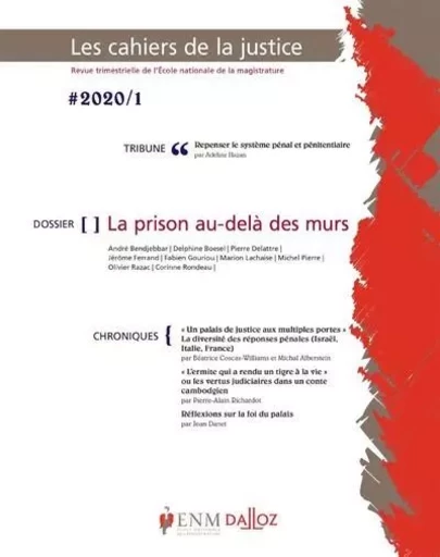 Les Cahiers de la justice 1/2020 - La prison au-delà des murs -  - Groupe Lefebvre Dalloz