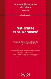 Nationalité et souveraineté - Volume 196