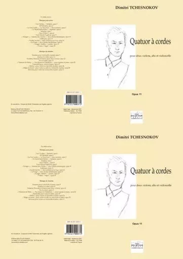 QUATUOR A CORDES - PARTITION DE POCHE -  TCHESNOKOV DIMITRI - DELATOUR FRANCE